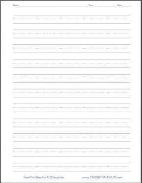 The template includes 6 lines for writing, with a dotted middle line and descender line to help students practice lower case and upper case letters. Dashed Line Handwriting Practice Paper Printable Worksheet for Prima… | Handwriting practice ...
