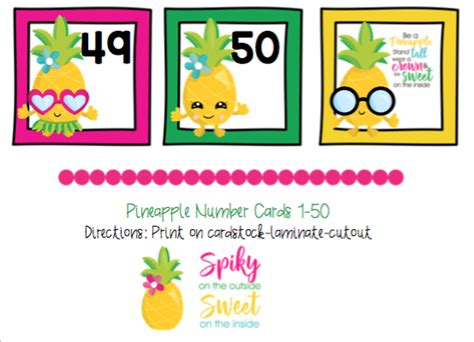 Free Cute Pineapple Number Cards 1 50 Preschool Printables