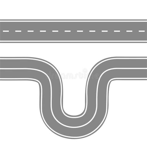 Straight And Winding Road For Cars Asphalt Roads With Markings