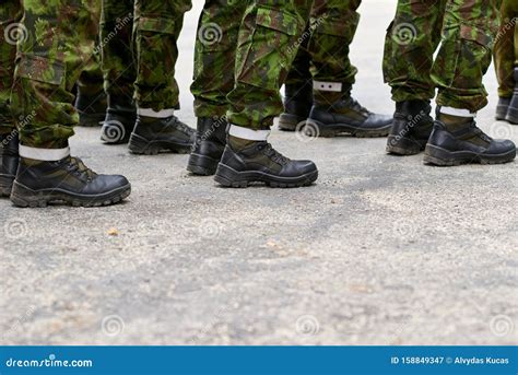 Military Lineup Soldiers Legs Up Close Stock Image Image Of Foreign