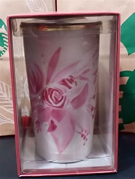 Starbucks Hk 2016 12oz Winter Floral Ceramic Double Wall Mug Adorned