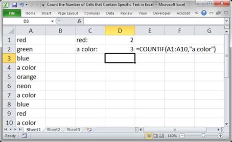 Count The Number Of Cells That Contain Specific Text In Excel