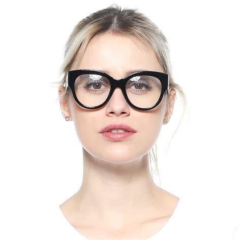 soolala ladies modern fashion prescription eyeglass frame cat eye reading glass bkleo 4 0 on