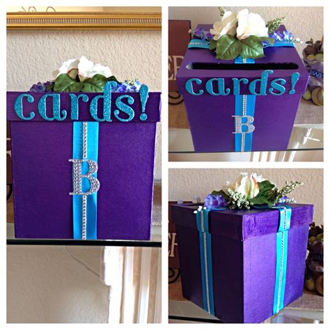 Arts & crafts supplies picture frames art supplies. Monogram wedding card box: purple & teal. Easy to do DIY: paint box with acrylic paint with ...
