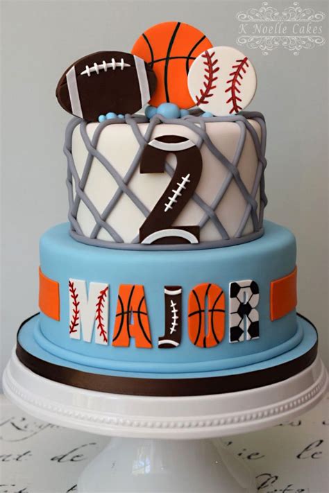 Sports Theme 2nd Birthday Cake By K Noelle Cakes Sports Birthday