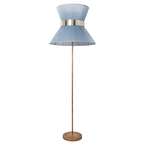Tiffany Contemporary Floor Lamp Powder Silk Antiqued Brass Silvered