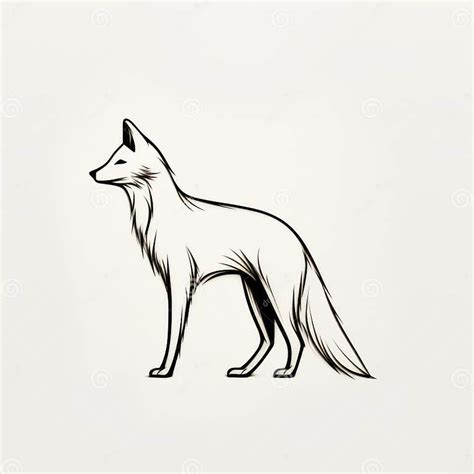 Minimalist Fox Sketch On White Background Stock Illustration