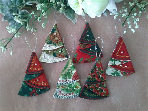 Fabric Folded Christmas Trees Embroidery Weekly Christmas