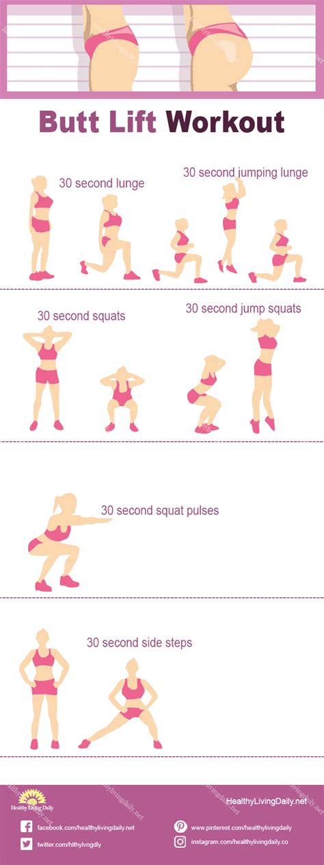 Simple Butt Lift Workout Infographic Healthy Living Daily