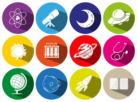 Round Icons With Sciece Symbols 448245 Vector Art At Vecteezy