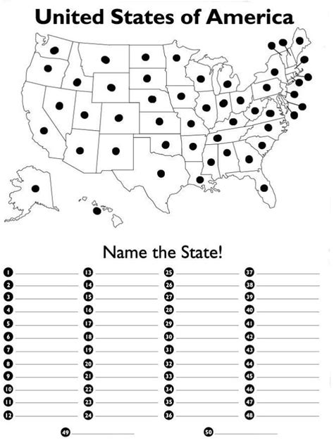 United States Capitals Quiz Printable States And Capitals Quiz