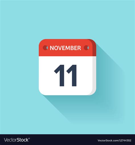 November 11 Isometric Calendar Icon With Shadow Vector Image