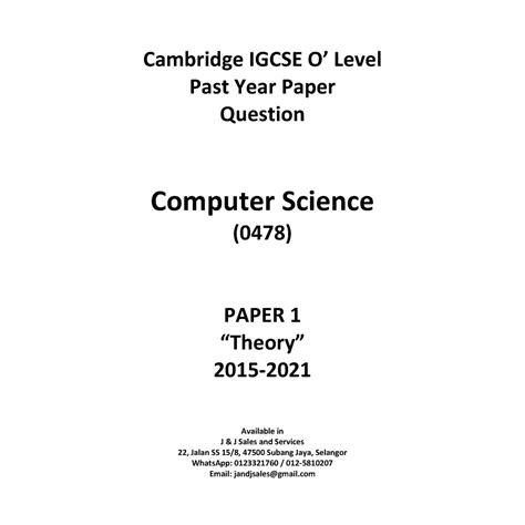 Igcse Computer Science 0478 Past Year Paper 2016 2022 Shopee Malaysia