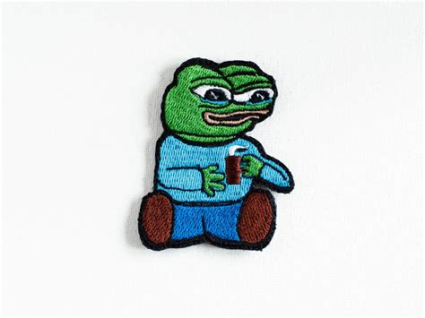 Pepe With Mug Patch Pepe Patch Pepe Meme Patch Embroidered Etsy