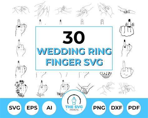 Wedding Ring Finger Svg Bundle Bride Svg Engagement Ring Etsy