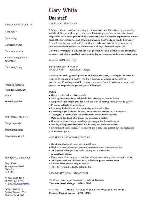Professionally written free cv examples that demonstrate what to include in your curriculum vitae and how to structure it. Bar Staff Resume Template - http://resumesdesign.com/bar ...