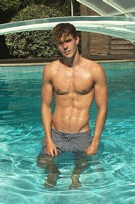 Shirtless Male Smooth Athletic Swimmer Pool Hunk Jock Beefcake Photo