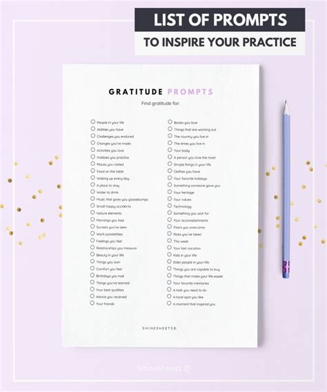 Gratitude Journal Printable Shinesheets Gratitude Prompts Practice