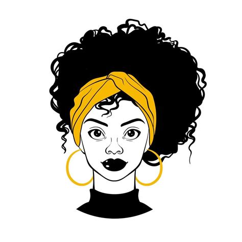 Black Woman Portrait Afro American Girl Curly Hair Golden Earrings