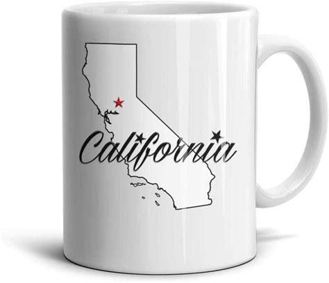 Fsvda Coffee Or Tea Mugs 11oz California Republic Map Art Handle Drinks Cup Home