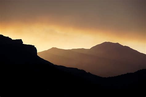 Hd Wallpaper Silhouette Of Mountain During Nighttime Silhouette Of