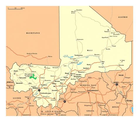 Mali Villes Carte Carte Du Mali Villes Afrique De Louest Afrique