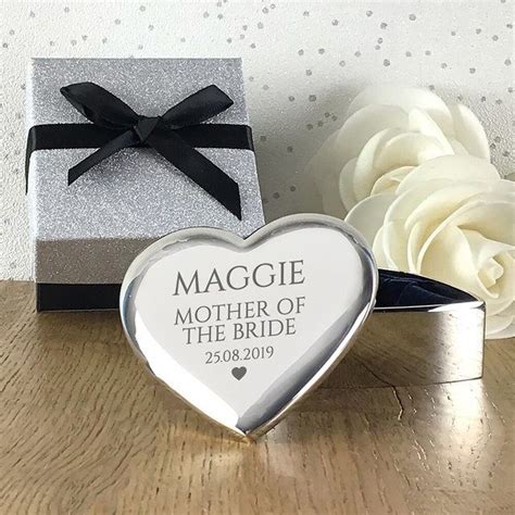 Personalised Engraved Mother Of The Bride Heart Trinket Box Wedding