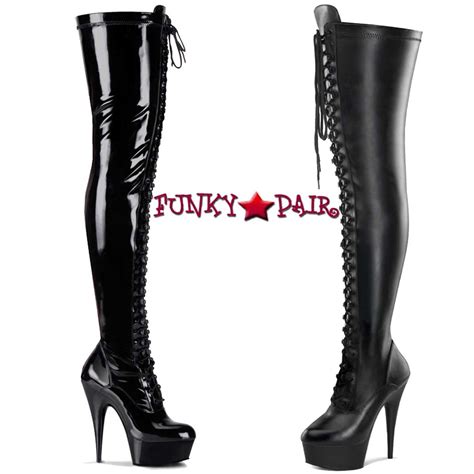 delight 3023 6 inch stripper thigh high boots by pleaser