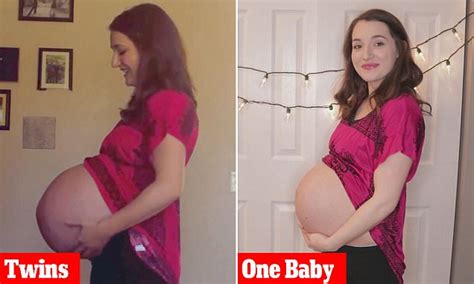 Mom Compares Twin Pregnancy Bump To Single Pregnancy Belly Daily Mail