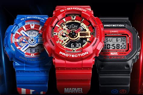 G shock released its captain america edition, in its american flag colors red white and blue, i loved how it depicts our favorite american hero in these bold colors, another plus for our marvel heroes. G-SHOCK x Marvel 'Avengers' Collection | The Source