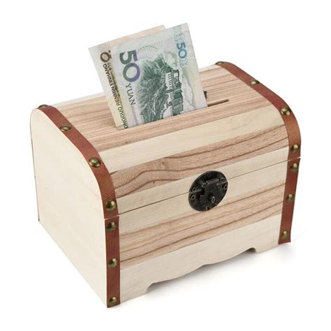 New Tenske 1pc Wooden Piggy Bank Safe Money Box Savings With Lock Wood