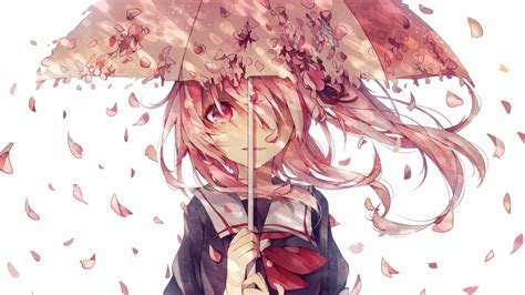 School Uniforms Girls Students Umbrellas Petals Cute