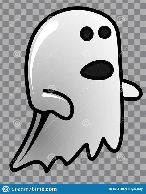 Spooky Cartoon Shaded Ghost Vector Illustration Stock
