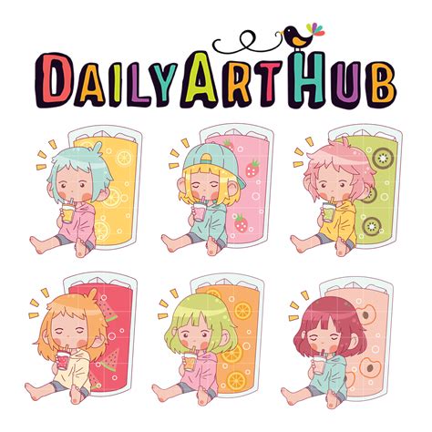 Cute Baby Anime Juice Characters Clip Art Set Daily Art Hub Free