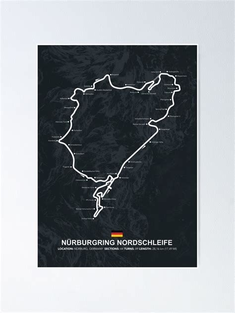 Nürburgring Nordschleife Racetack Map Poster For Sale By Mapstars