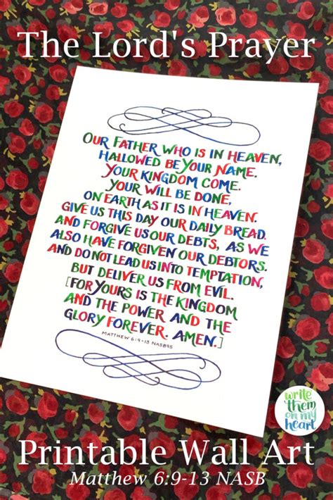 The Lords Prayer Printable Wall Art And Cards Write Them On My Heart