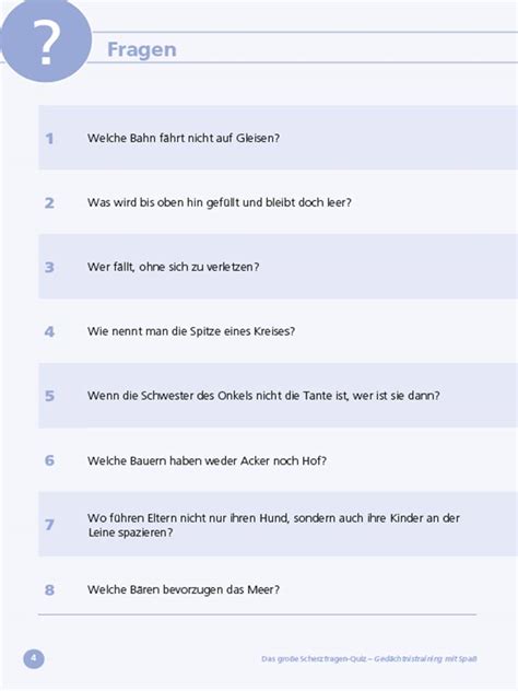 Diese quiz fragen die wir für sie vorbereitet haben sind lustig, interessant und sind aus verschiedene themengebieten. Gehirnjogging für Senioren. Die lustigsten Scherzfragen ...