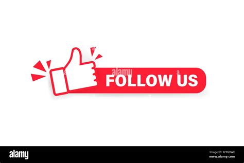 Follow Us Banner Label With Thumbs Up Icon Sticker Social Media