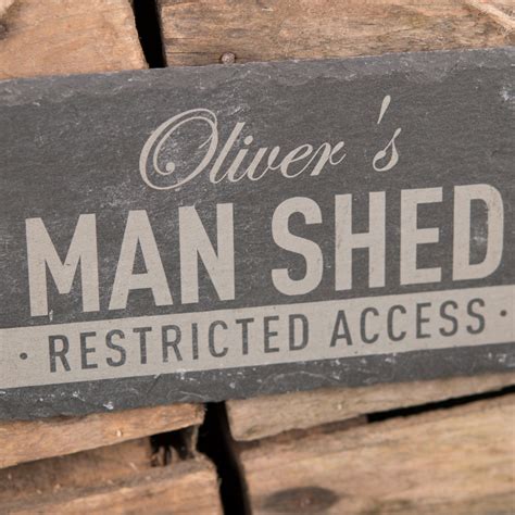 Personalised Hanging Slate Sign Man Shed Restricted Access Uk