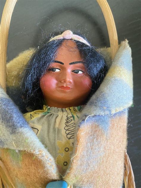 two vintage native american indian skookum doll papoose cradleboard 4559873322