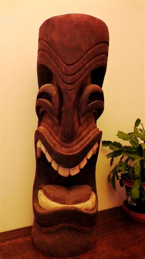 A Slightly Larger And More Complex Tiki Head I Carved With A Chainsaw