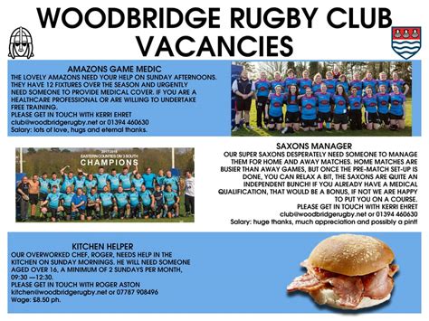 Woodbridge Rugby Club Job Vacancieswoodbridge Rugby Club