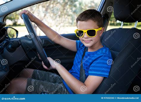 Teenage Boy Driving A Car Stock Image Image Of Sunny 97032243