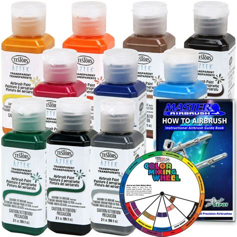 10 Color Testor Aztek Premium Transparent Acrylic Airbrush Paint Set