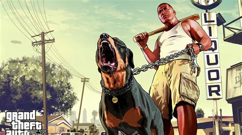 Franklin Chop Grand Theft Auto V Gta 5 Game Hd Wallpaper Preview