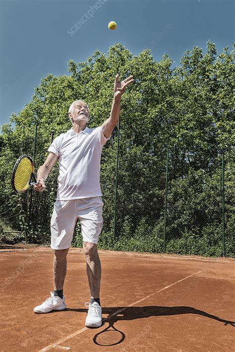 Senior Tennis Player Serving Stock Image F0248823 Science Photo
