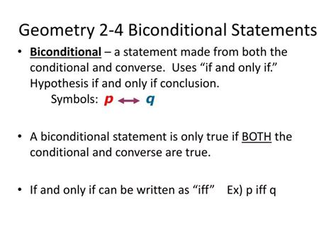 Ppt Geometry 2 4 Biconditional Statements Powerpoint Presentation