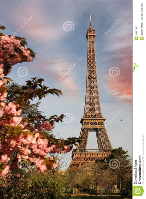 Eiffel Tower In Spring Time Paris France Stock Photos