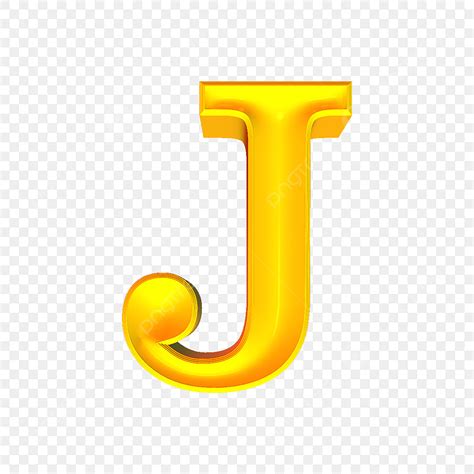 Alfabeto 3d Letra J Aislado Sobre Fondo Transparente De Color Amarillo