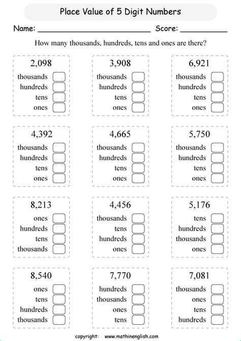 Place Value Activities Ordering Numbers 1 10000 3  1 000 1 294